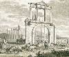    - Detail of etching of  Adrians Gate. with the teple in the backround.  